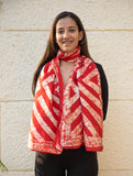 Light & Elegant Silk Batik Stole - Red Stripes