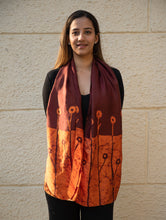 Load image into Gallery viewer, Light &amp; Elegant Silk Batik Stole - Rust Orange &amp; Maroon