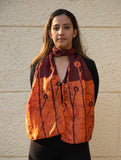 Light & Elegant Silk Batik Stole - Rust Orange & Maroon