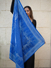 Load image into Gallery viewer, Light &amp; Elegant Silk Printed Stole - Royal Blue Flora