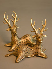 Exclusive Bastar & Dhokra Art Curio - Golden Antler Pair (Set of 2)