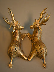 Exclusive Bastar & Dhokra Art Curio - Golden Antler Pair (Set of 2)