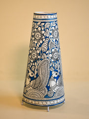 Andhra Leather Craft Lamp Shade - Neela Ragam. Height - 17 inches