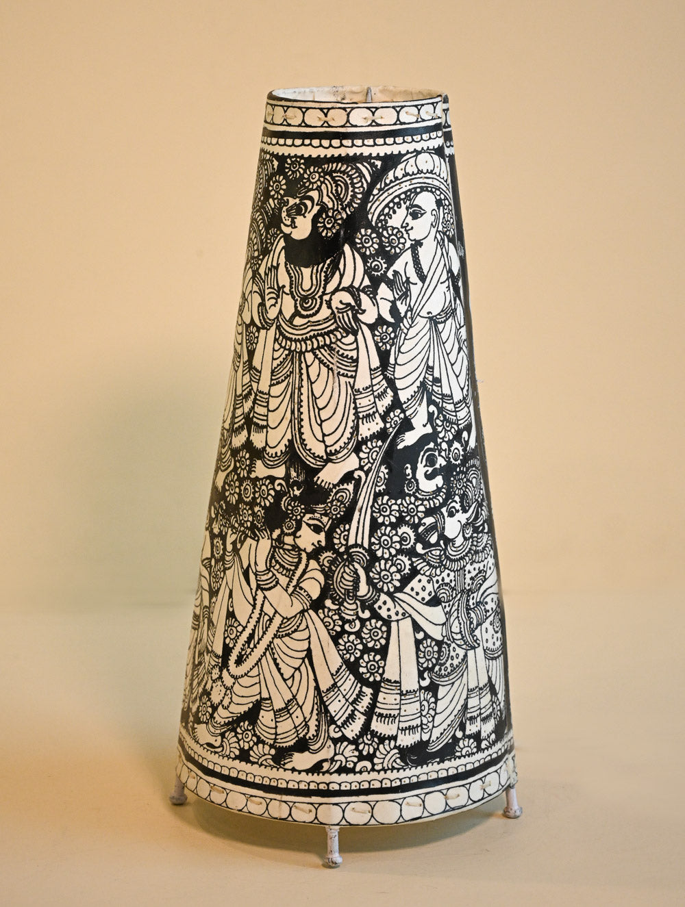 Andhra Leather Craft Lamp Shade - Noir Ten. Height - 17 inches