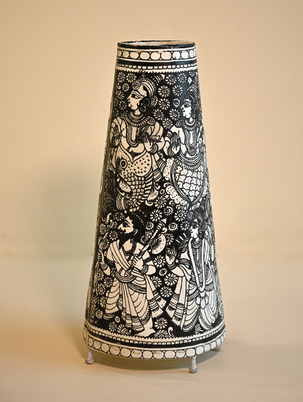 Andhra Leather Craft Lamp Shade - Noir Ten. Height - 17 inches