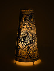 Andhra Leather Craft Lamp Shade - Noir Ten. Height - 17 inches