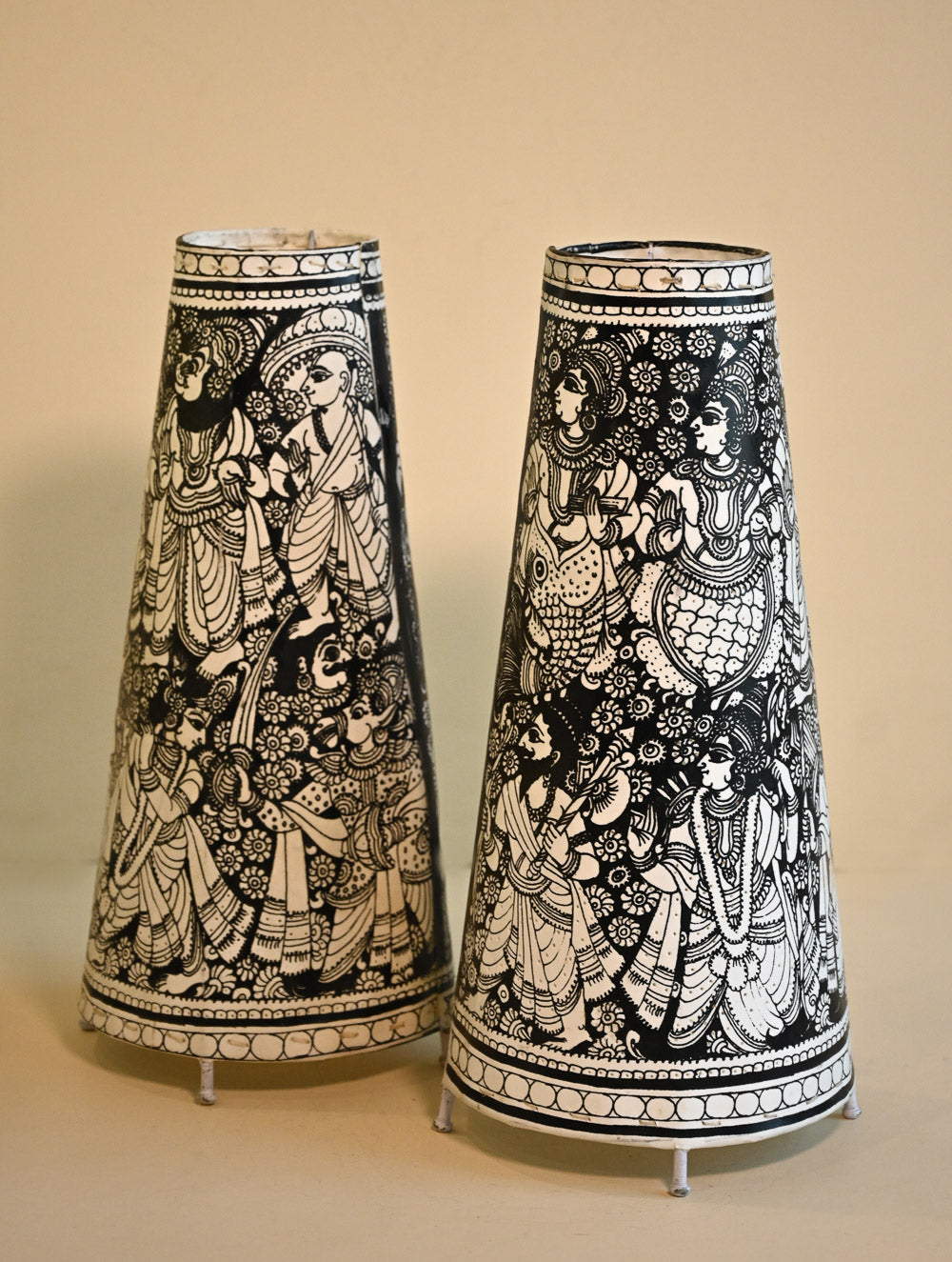Andhra Leather Craft Lamp Shade - The Twinning Ten. Height - 17 inches