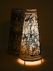 Andhra Leather Craft Lamp Shade - The Twinning Ten. Height - 17 inches