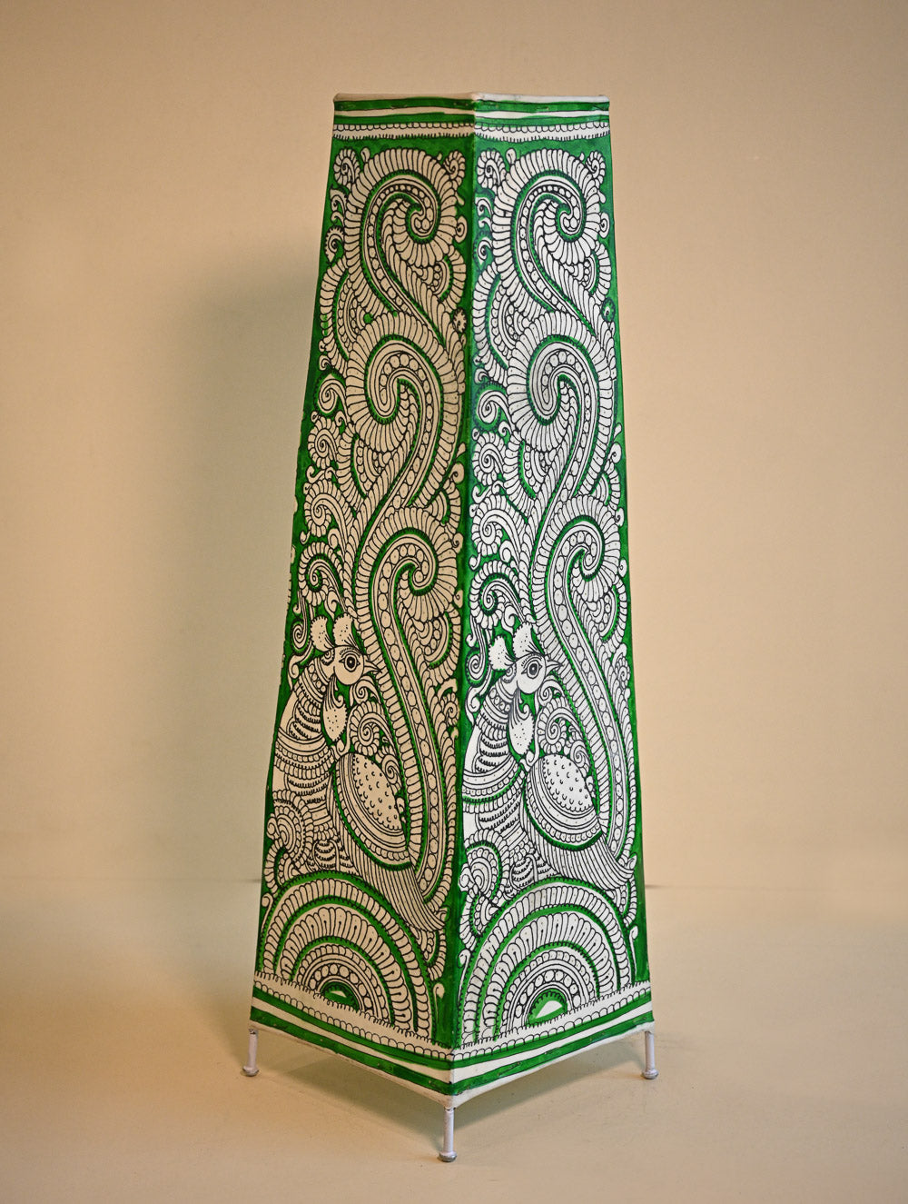 Andhra Leather Craft Lamp Shade - Hari Mayura Valli. Height - 26 inches