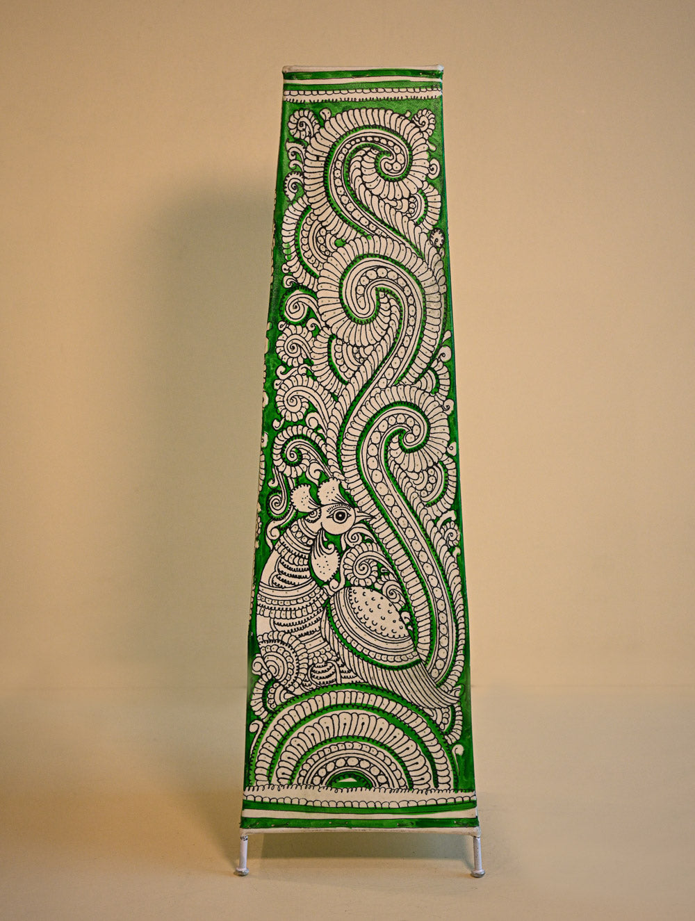 Andhra Leather Craft Lamp Shade - Hari Mayura Valli. Height - 26 inches
