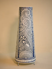 Andhra Leather Craft Lamp Shade - Neela Mayura Valli. Height - 26 inches