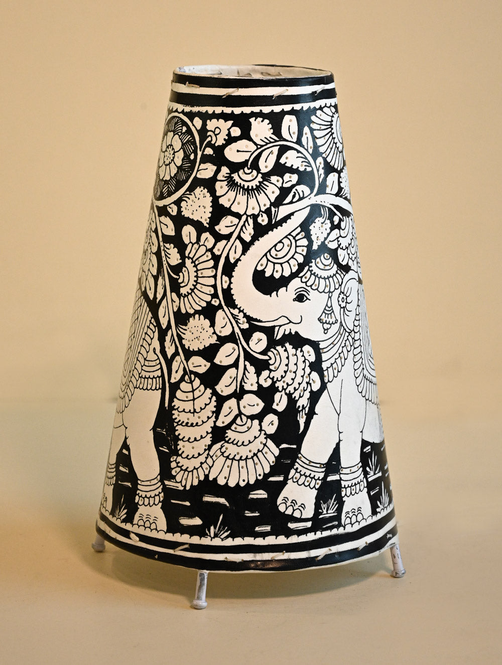 Andhra Leather Craft Lamp Shade - Gaja Vanam. Height - 13 inches