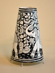 Andhra Leather Craft Lamp Shade - Gaja Vanam. Height - 13 inches