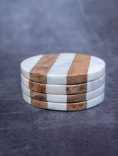 Load image into Gallery viewer, Marble and Wood Circle Coasters