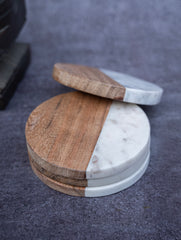 Marble and Wood Circle Coasters