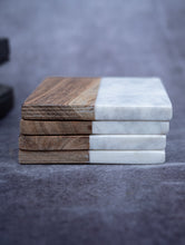 Load image into Gallery viewer, Marble and Wood Square Coasters