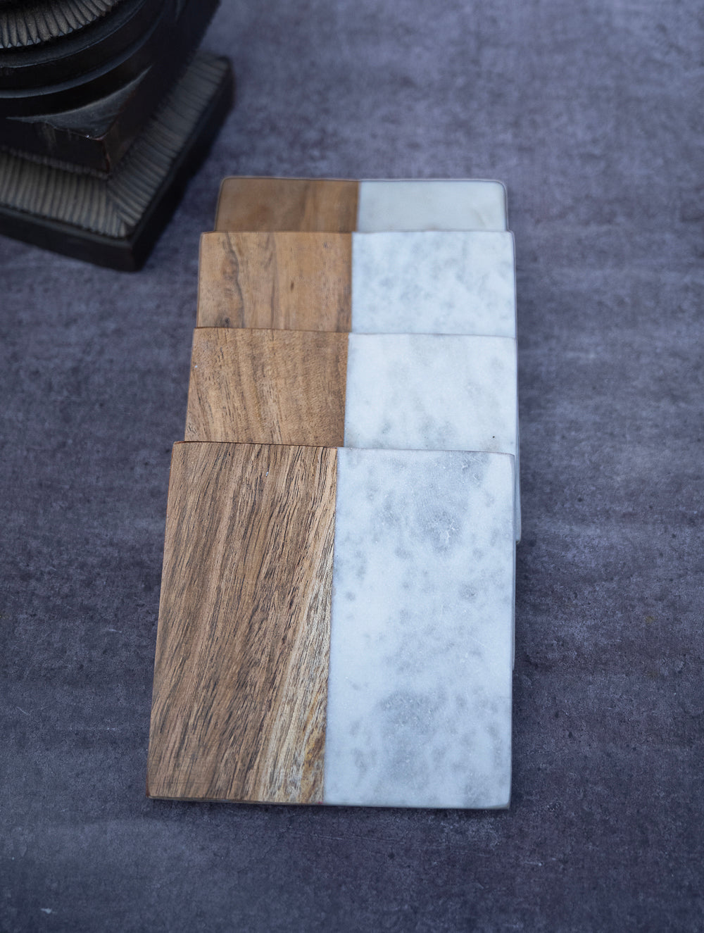 Load image into Gallery viewer, Marble and Wood Square Coasters