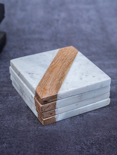 Marble and Wood Square Coasters