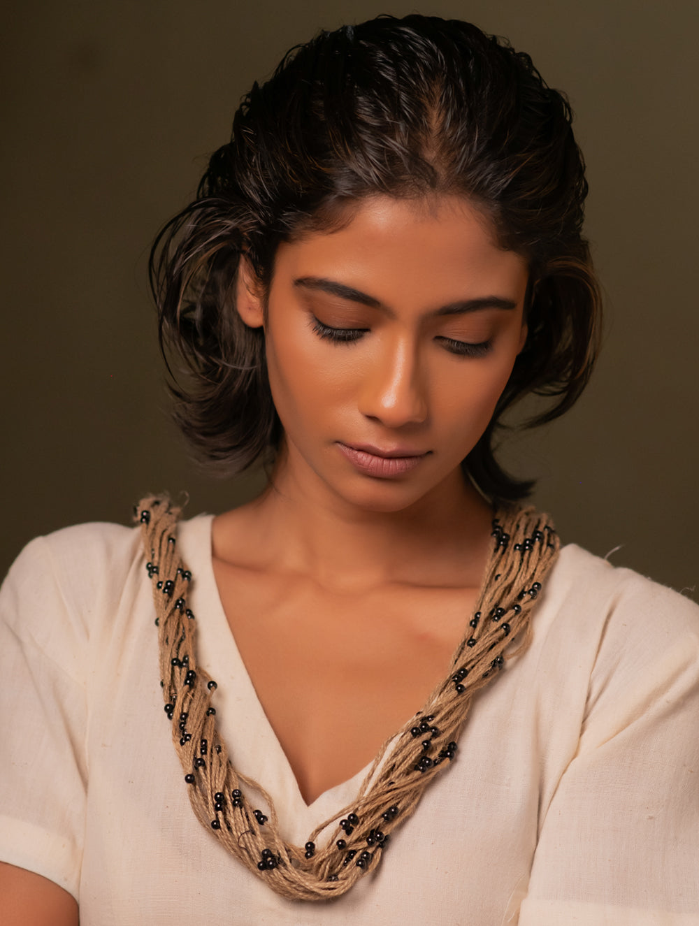 Midnight Meadow Layered Jute Necklace