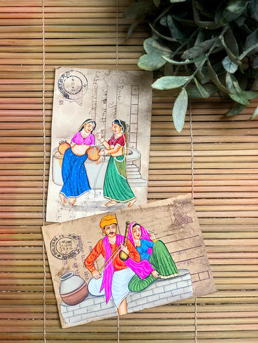 Miniature Art on Vintage Postcard - Mitra