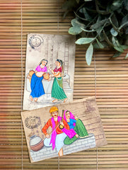 Miniature Art on Vintage Postcard - Mitra