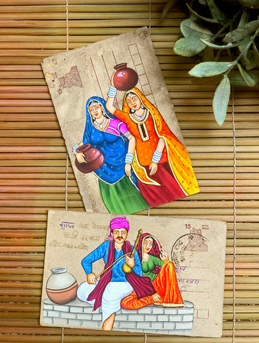 Miniature Art on Vintage Postcard - Mitra