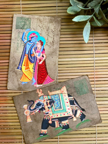 Miniature Art on Vintage Postcard