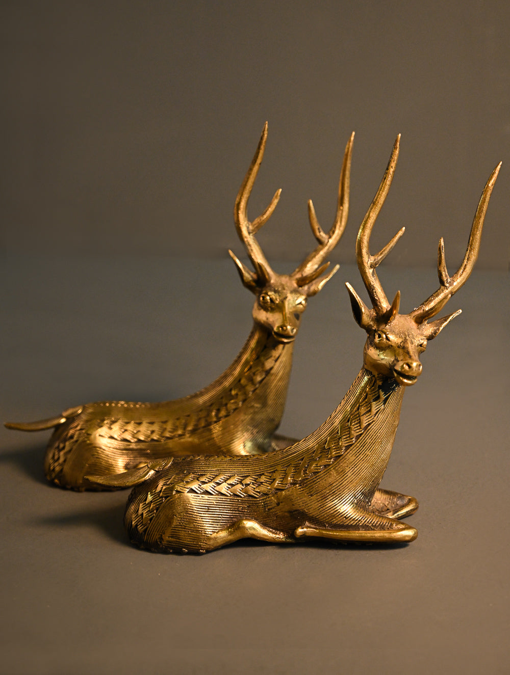 Dhokra Craft Curio - The Regal Stag Pair (Set of 2)