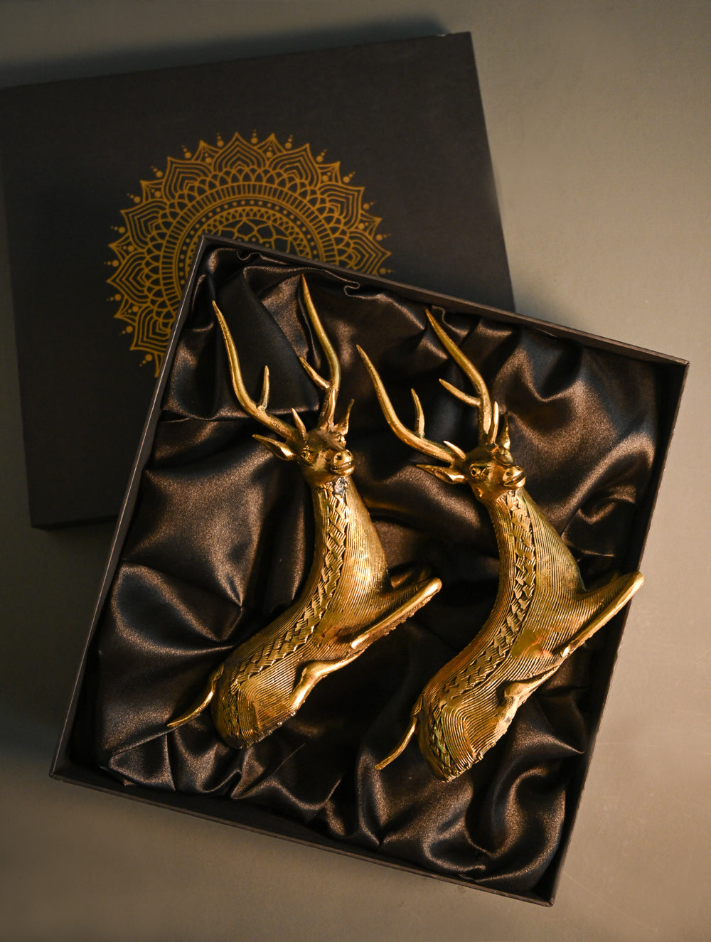 Dhokra Craft Curio - The Regal Stag Pair (Set of 2)