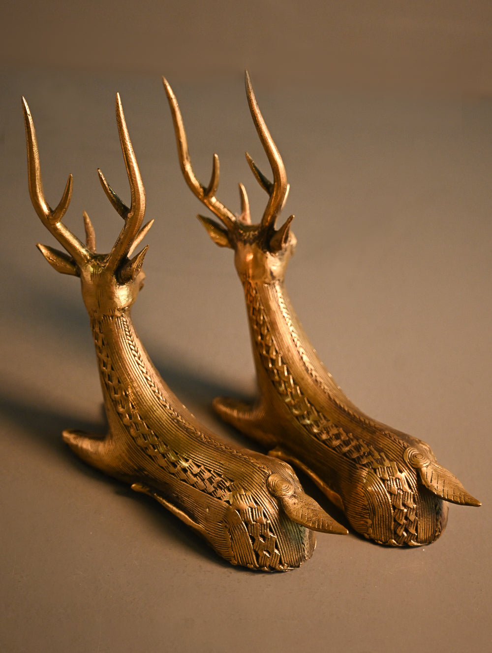 Dhokra Craft Curio - The Regal Stag Pair (Set of 2)
