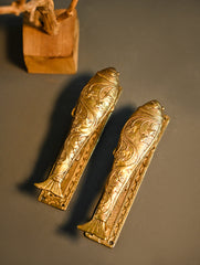 Hand Crafted Ornate Dhokra Craft Door Handles - Fish Blooms (Set of 2)