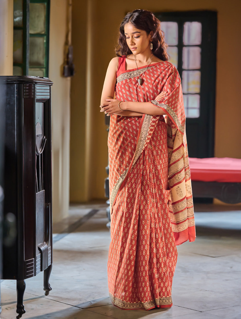 Bagru Statements: Hand Block Printed Mul Cotton Saree - Rangrez