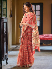 Bagru Statements: Hand Block Printed Mul Cotton Saree - Rangrez