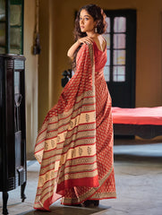 Bagru Statements: Hand Block Printed Mul Cotton Saree - Rangrez