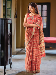 Bagru Statements: Hand Block Printed Mul Cotton Saree - Rangrez
