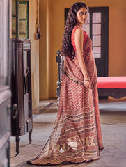 Bagru Statements: Hand Block Printed Kota Doria Saree - Floral Buta