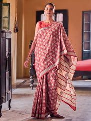 Bagru Statements: Hand Block Printed Mul Cotton Saree - Gulnaar