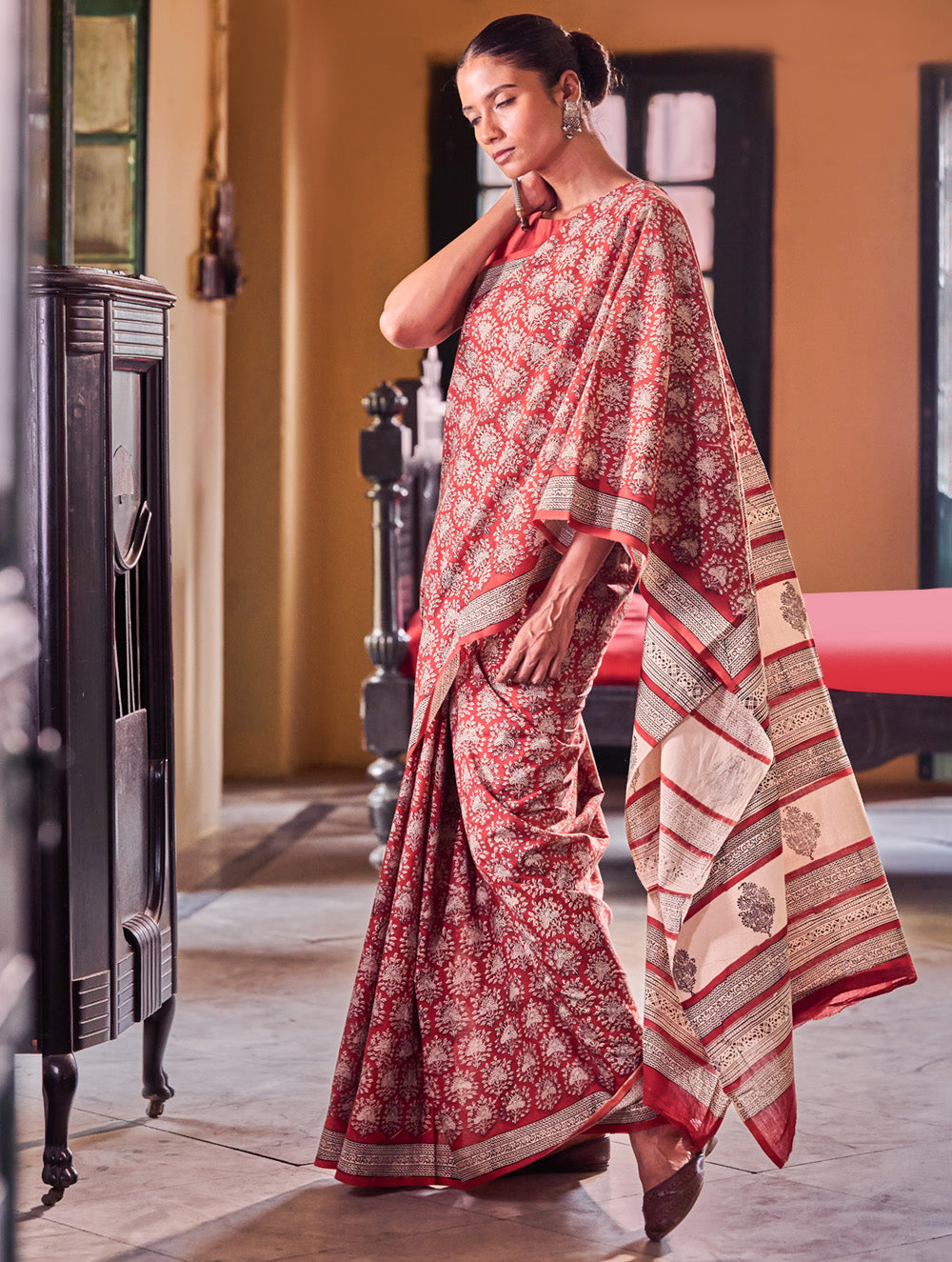 Bagru Statements: Hand Block Printed Mul Cotton Saree - Gulnaar