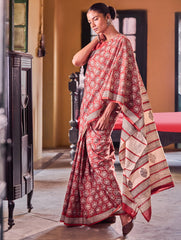 Bagru Statements: Hand Block Printed Mul Cotton Saree - Gulnaar