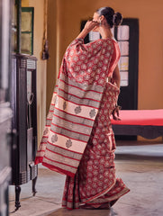 Bagru Statements: Hand Block Printed Mul Cotton Saree - Gulnaar