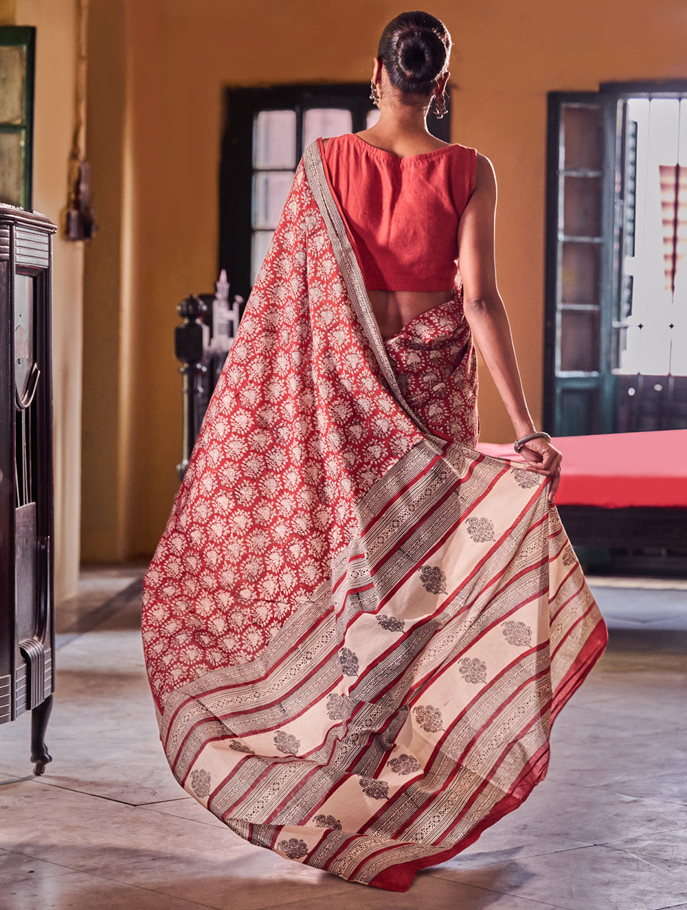 Bagru Statements: Hand Block Printed Mul Cotton Saree - Gulnaar