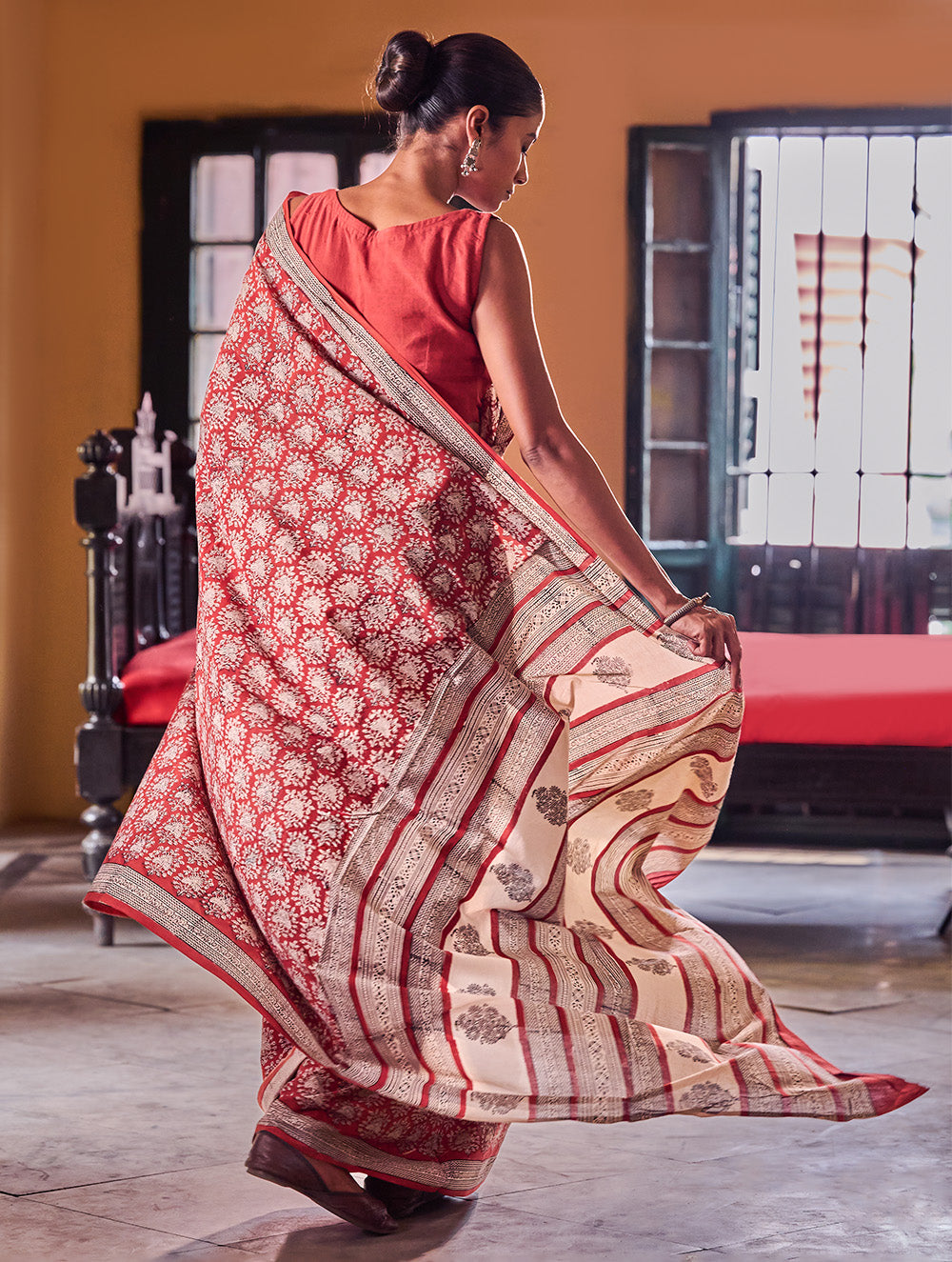 Bagru Statements: Hand Block Printed Mul Cotton Saree - Gulnaar