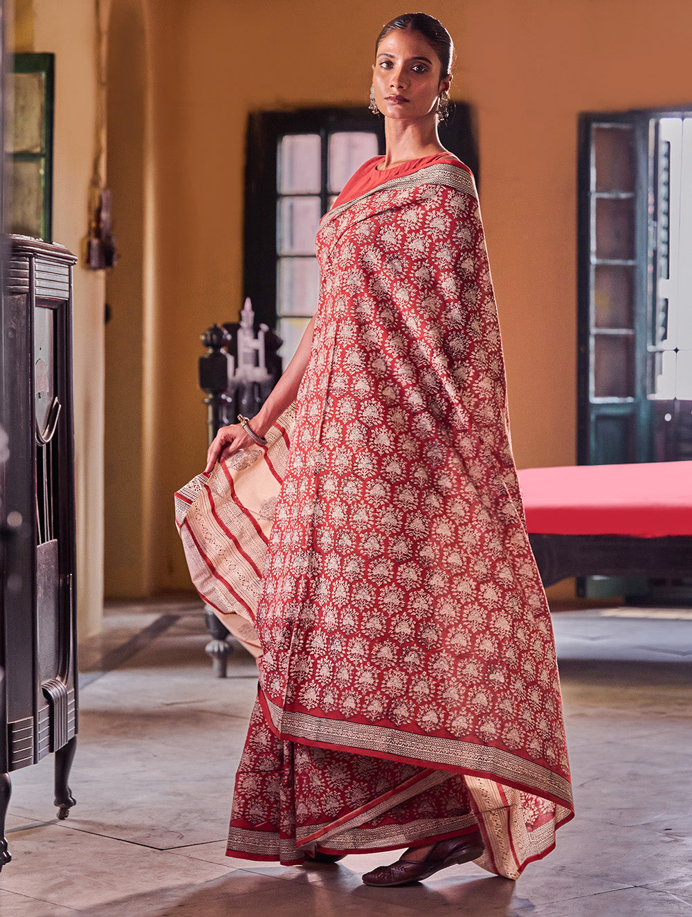Bagru Statements: Hand Block Printed Mul Cotton Saree - Gulnaar