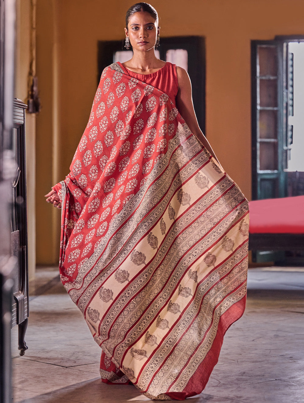 Bagru Statements: Hand Block Printed Mul Cotton Saree - Anarika