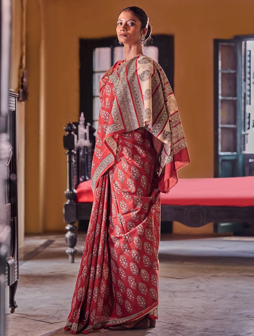 Bagru Statements: Hand Block Printed Mul Cotton Saree - Anarika