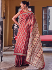 Bagru Statements: Hand Block Printed Mul Cotton Saree - Anarika