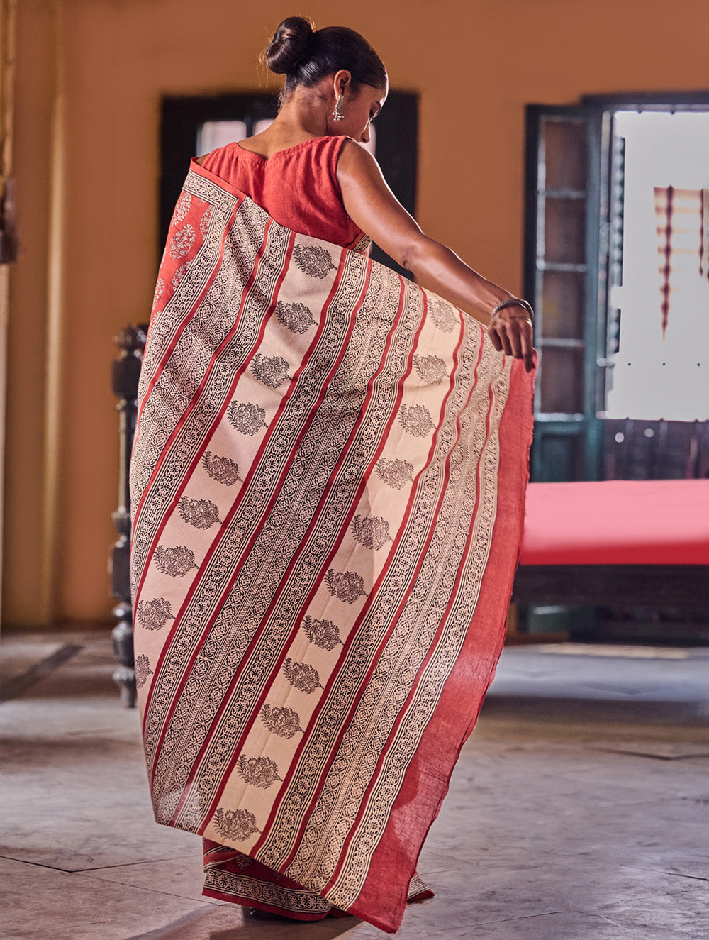 Bagru Statements: Hand Block Printed Mul Cotton Saree - Anarika
