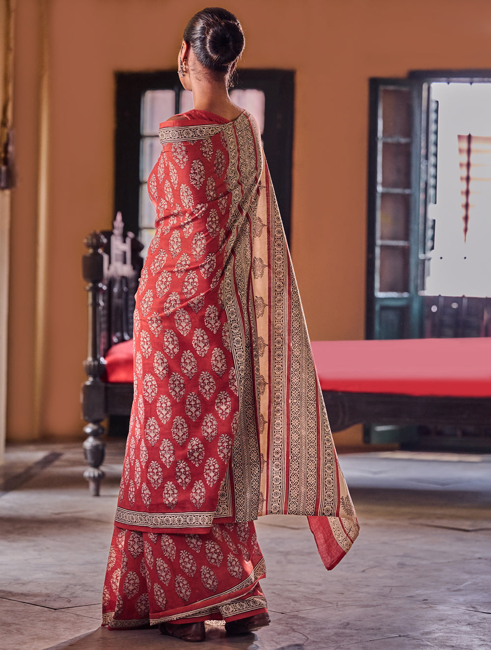 Bagru Statements: Hand Block Printed Mul Cotton Saree - Anarika