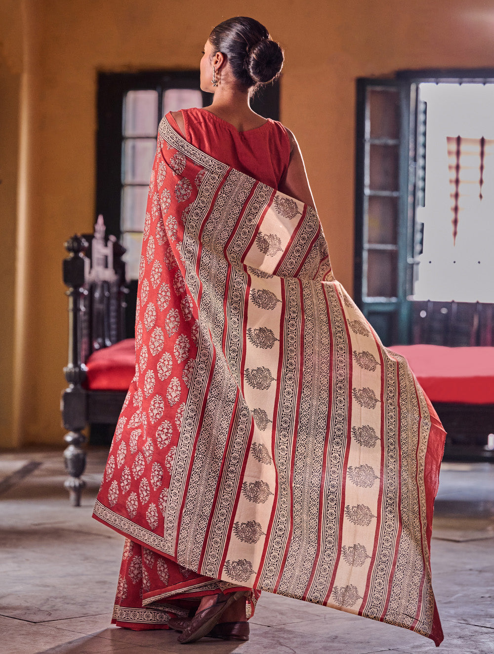 Bagru Statements: Hand Block Printed Mul Cotton Saree - Anarika
