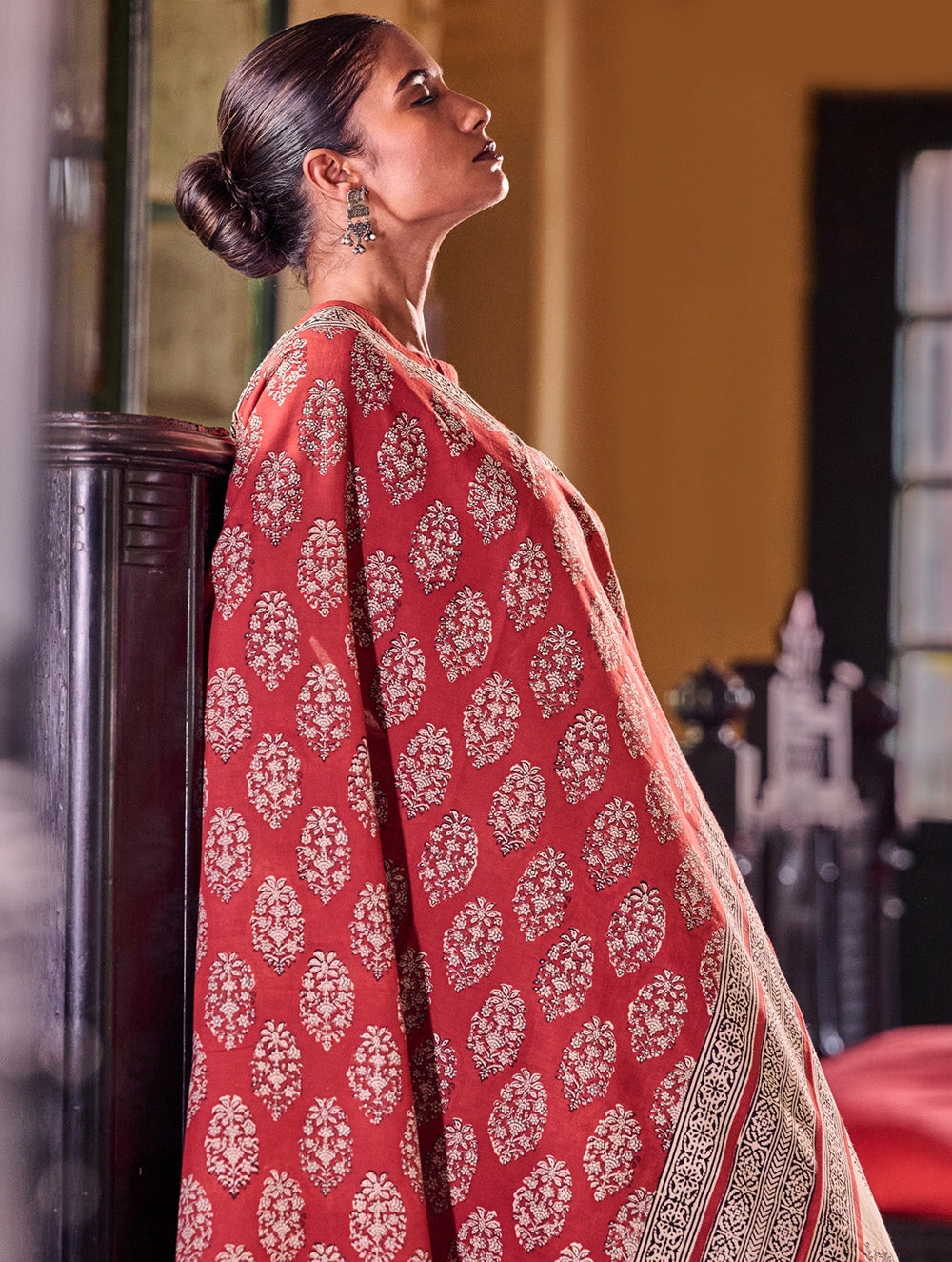 Bagru Statements: Hand Block Printed Mul Cotton Saree - Anarika